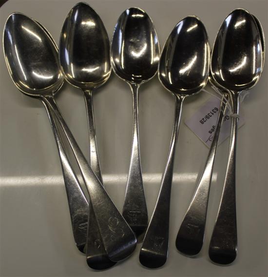 7 Georgian silver table spoons